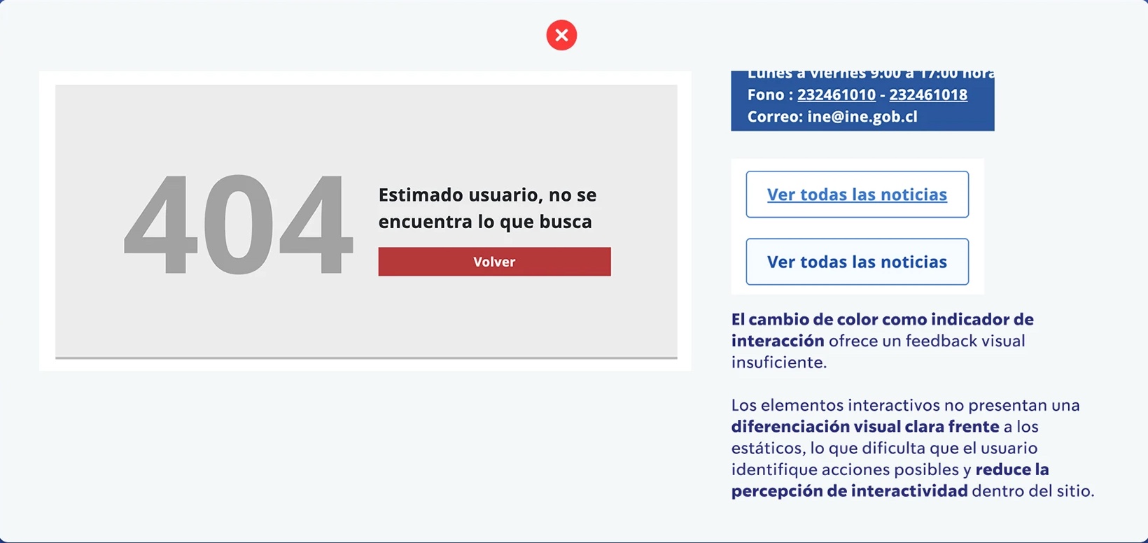 404 page and buttons with insufficient visual feedback