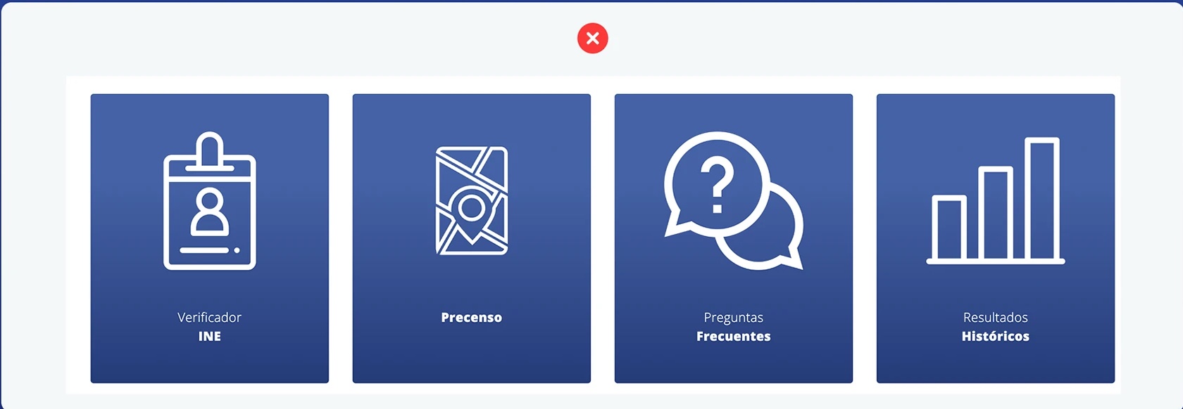 Access blocks: INE Verifier, Pre-census, FAQ and Historical Results