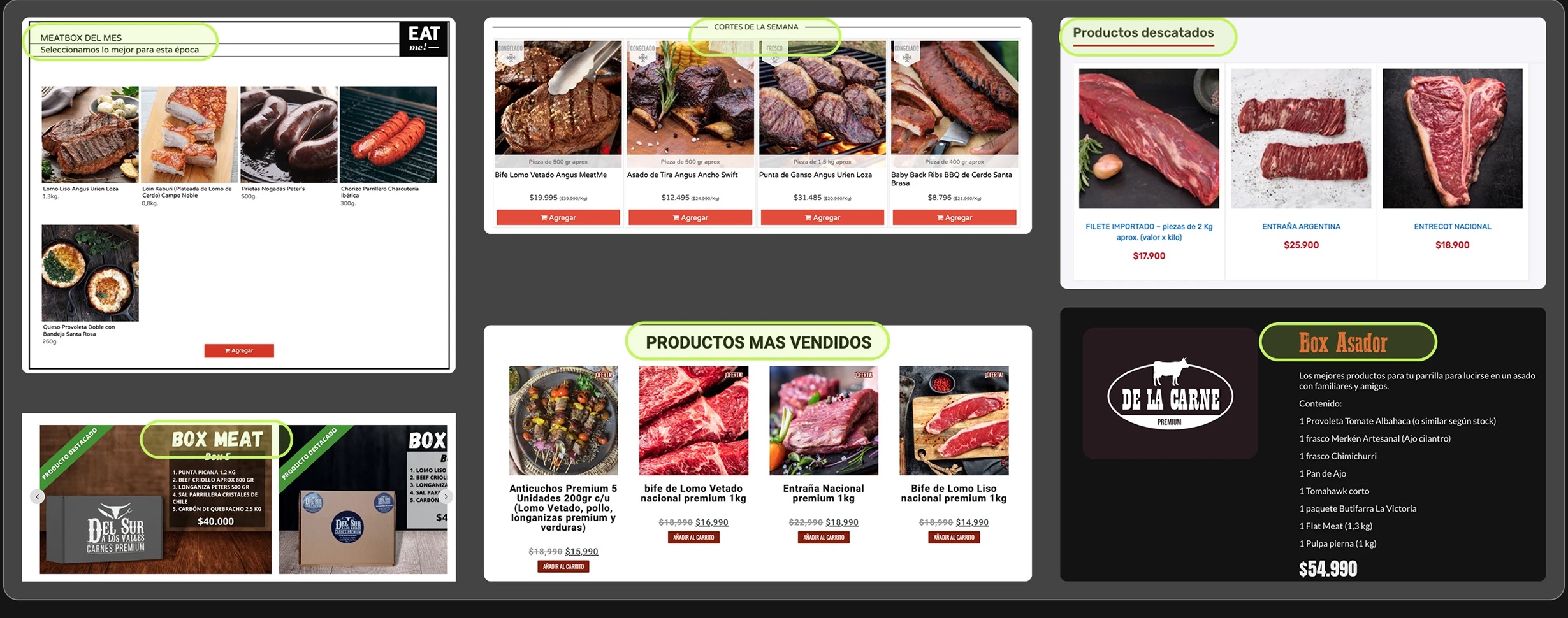 Examples of quick-purchase modules on competitor sites