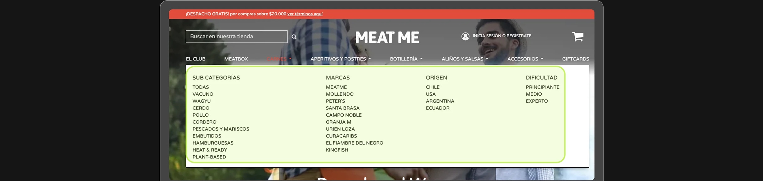 Example of a hierarchical menu on a competitor site